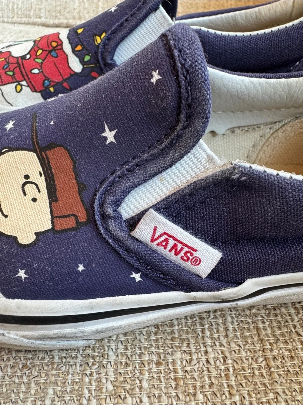 Vans Peanuts Christmas Kids Slip-On Sneakers Snoopy Charlie Brown